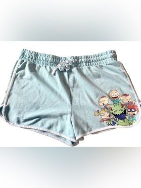 Light Blue Cartoon Graphic Lounge Shorts